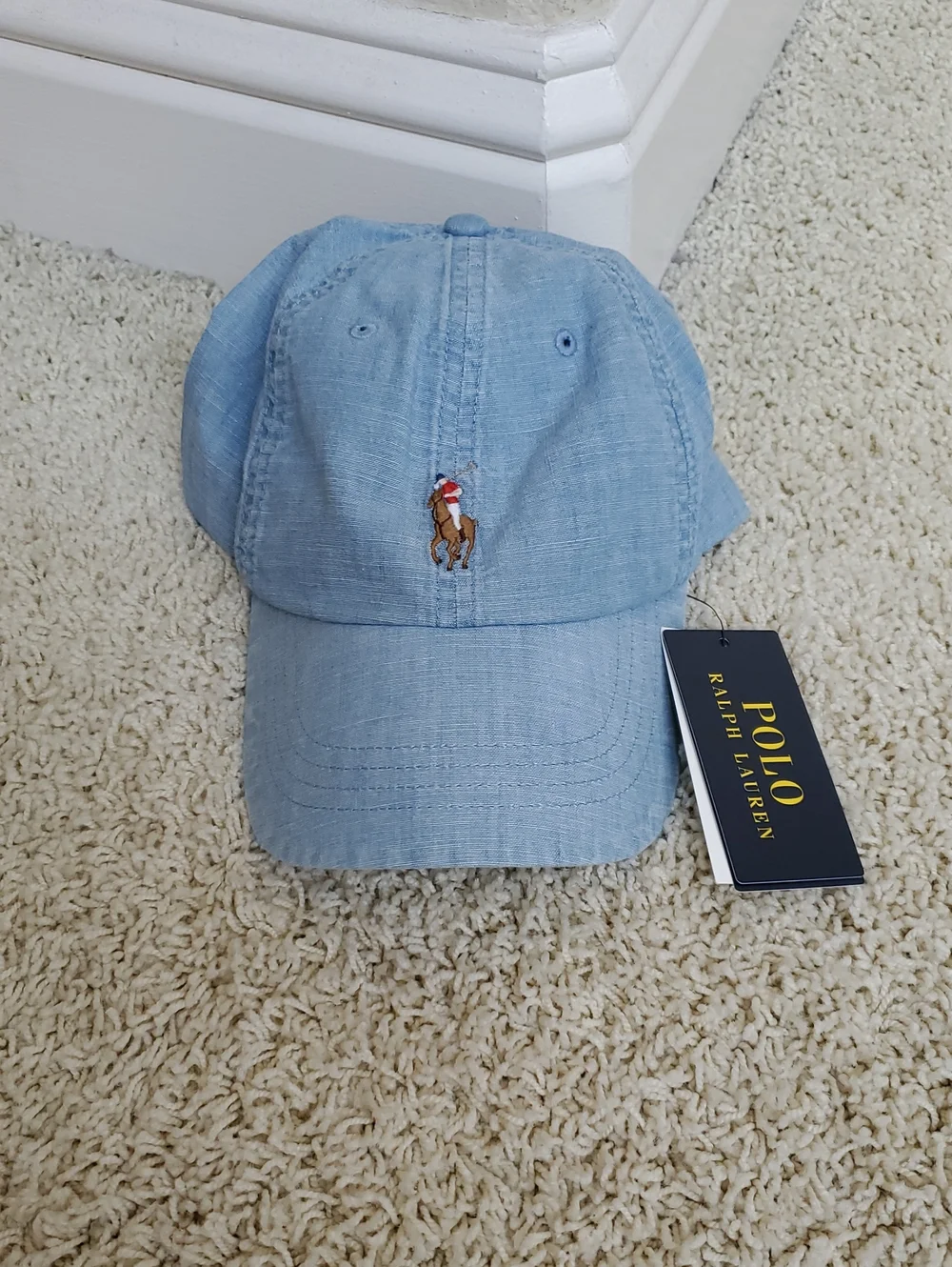 Polo by Ralph Lauren Light Blue Denim-Style Baseball Cap with Polo Pony